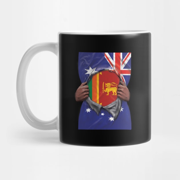 Sri Lankan Flag Australian Flag Ripped Open - Gift for Sri Lankan From Sri Lanka by Country Flags